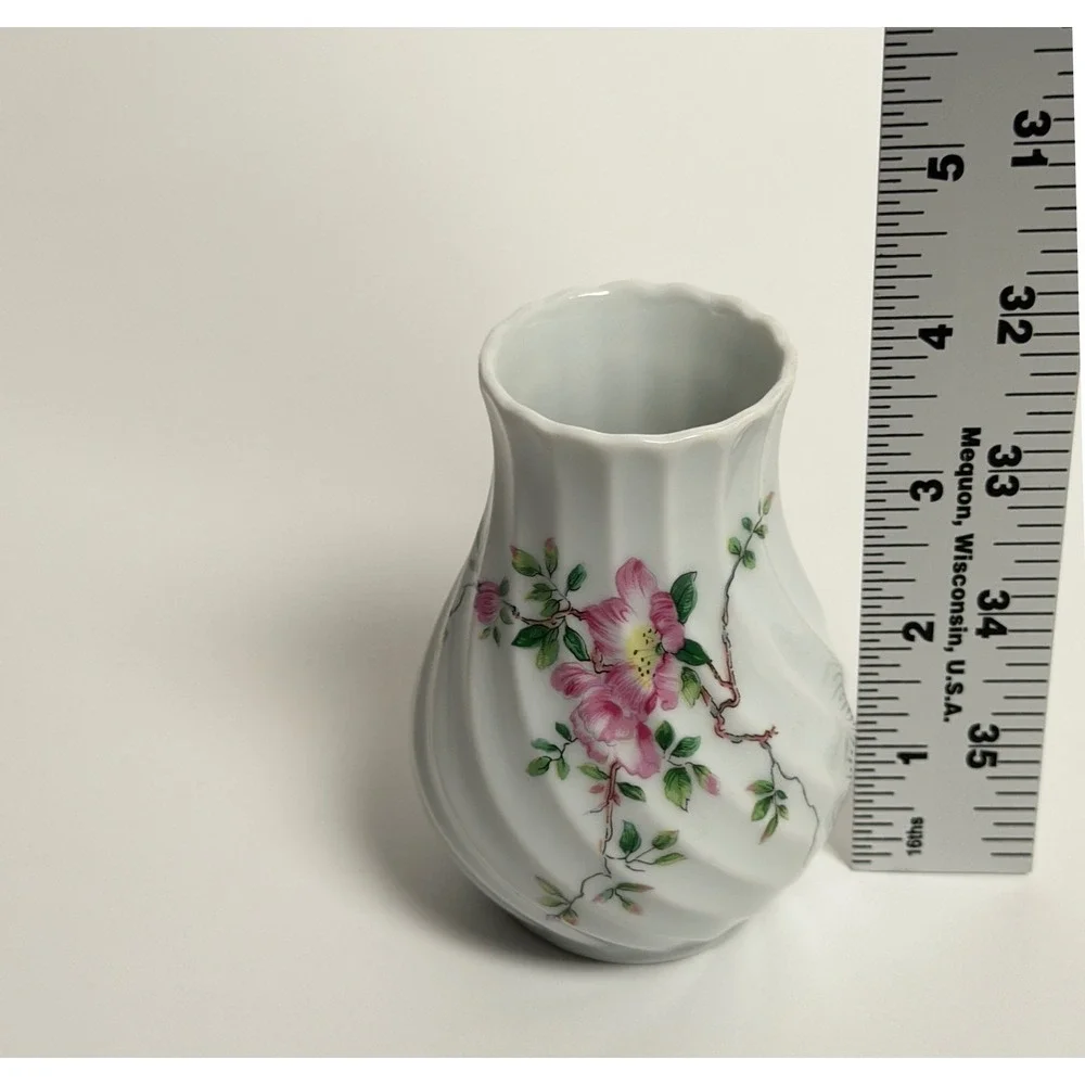 Haviland Limoges France‎ Bud Vase Pink Floral Swirl Porcelain Mini Vase 4